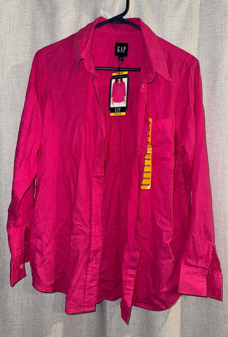 Gap Women's Linen Button Down Top Size Medium Pink
